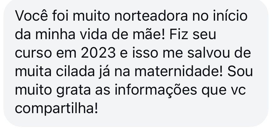 Elogio de mãe sobre o curso da Tia Pri