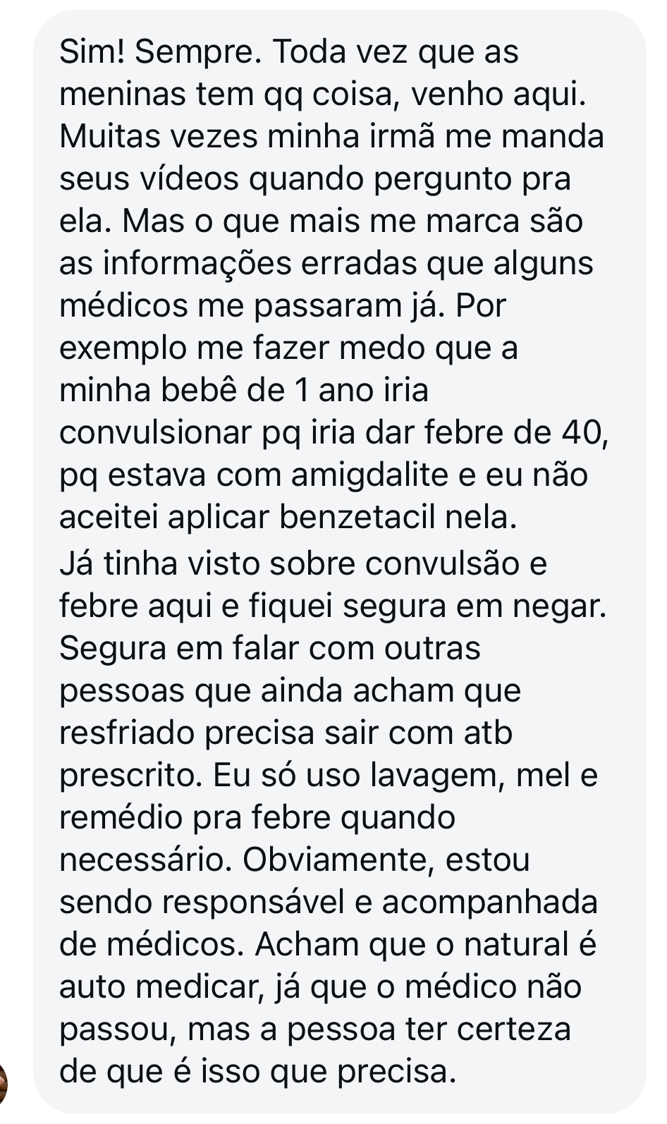 Mãe se sente segura com as informações do perfil